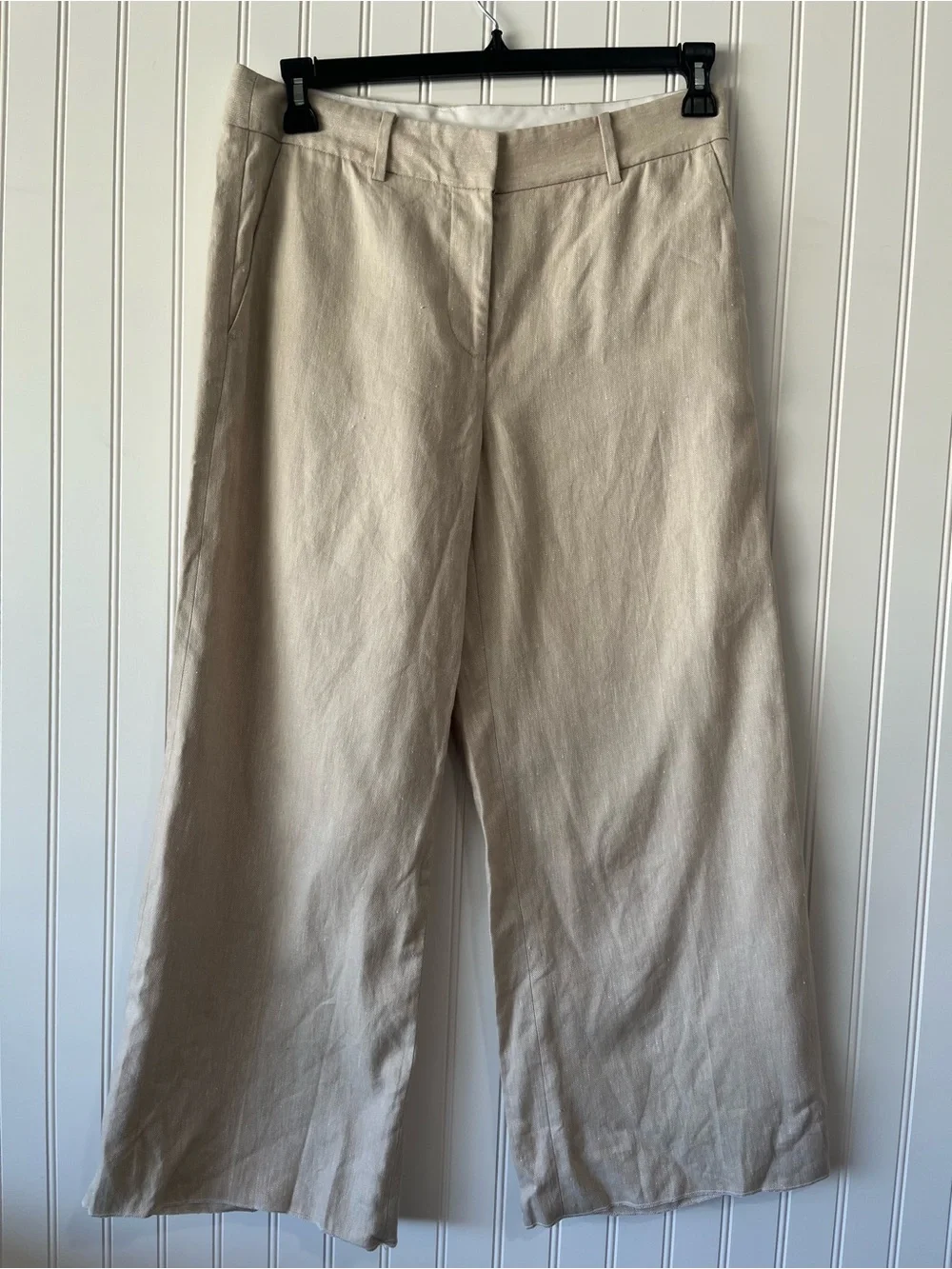Wide-Leg High-Rise Trousers in Light Beige - Picture 6 of 9
